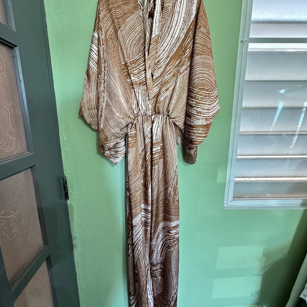 Chic Brown And White Patterned Jumpsuit - image 5